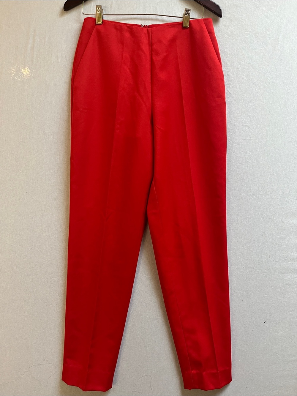 Gianni Versace Couture Red Wool High Waisted Tailored Dress Pants 46 IT 10 US
